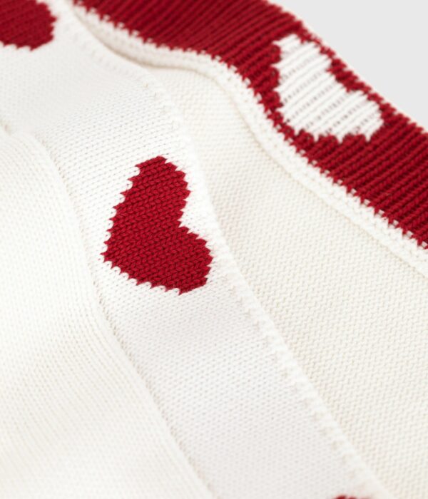 Couverture bébé mixte Petit Bateau en coton tricoté, blanc/rouge