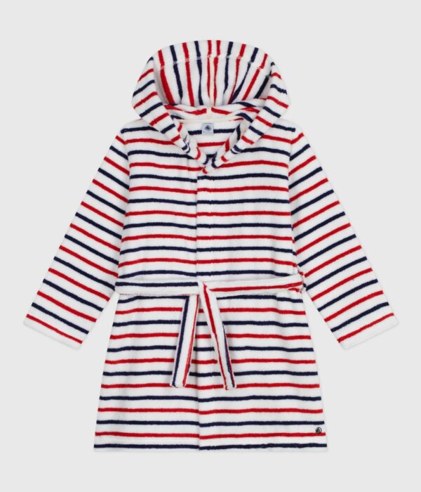 Peignoir enfant en coton éponge à rayures
