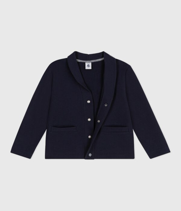 Cardigan enfant en coton uni à col tailleur