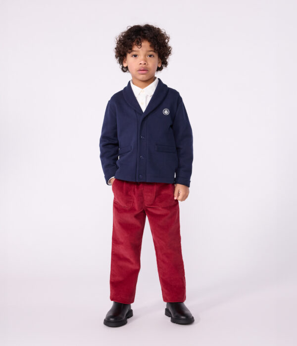 Cardigan enfant en coton uni à col tailleur