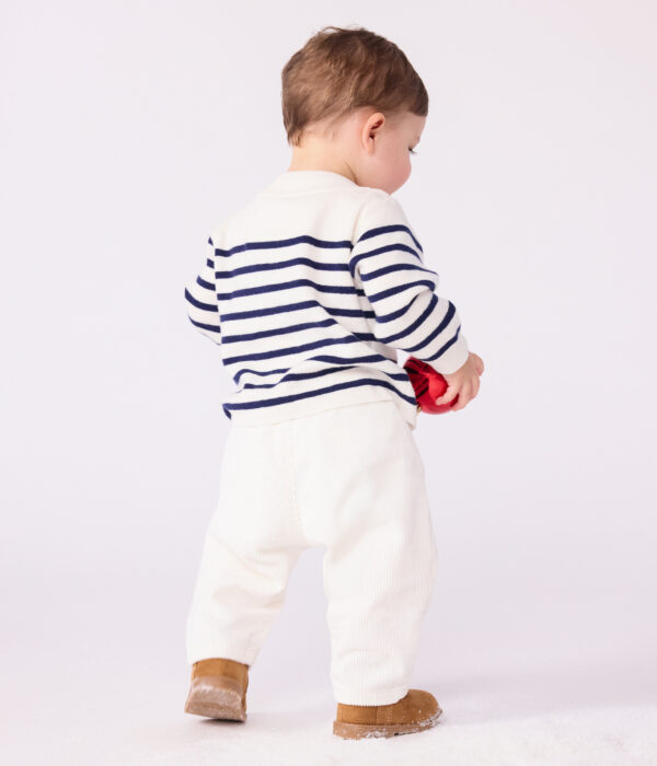 Pull marin bébé en laine et coton à rayures