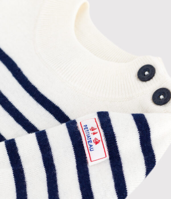 Pull marin bébé en laine et coton à rayures