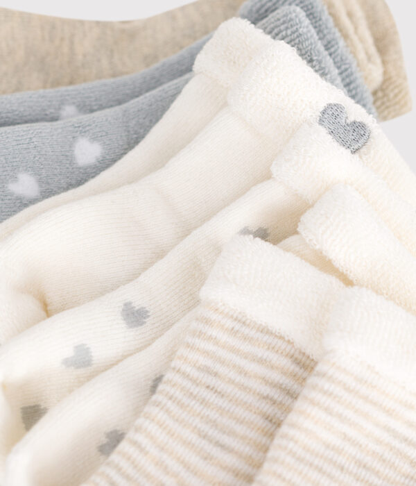 Lot de chaussettes naissance en coton uni