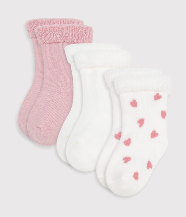 Lot de chaussettes bébé en coton éponge léger uni