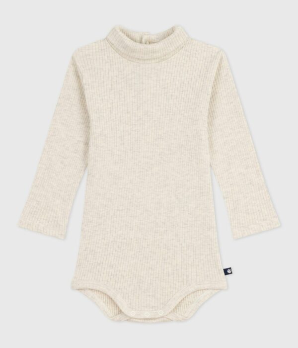 Body col roulé bébé en coton côtelé uni