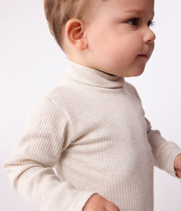 Body col roulé bébé en coton côtelé uni