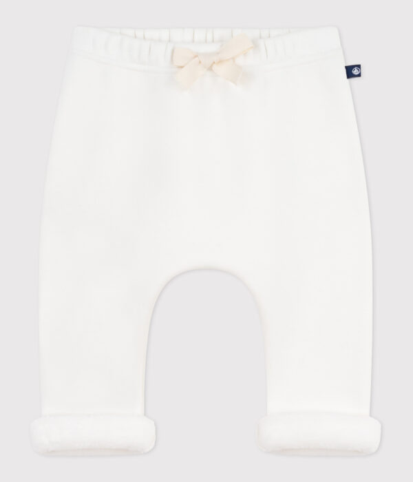 Pantalon bébé en coton uni à ceinture élastiquée