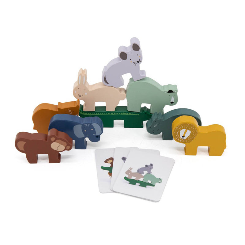 Jeu d'empilage d'animaux en bois
