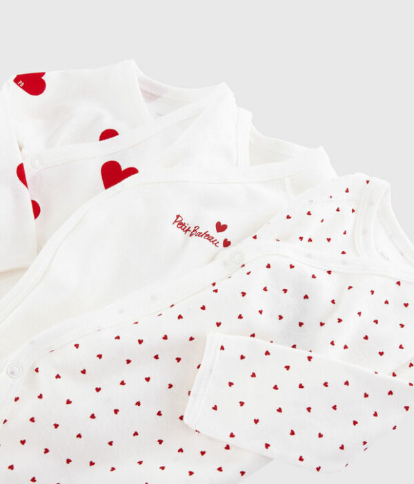 Lot de bodies croisés manches longues bébé mixte en coton imprimé coeur