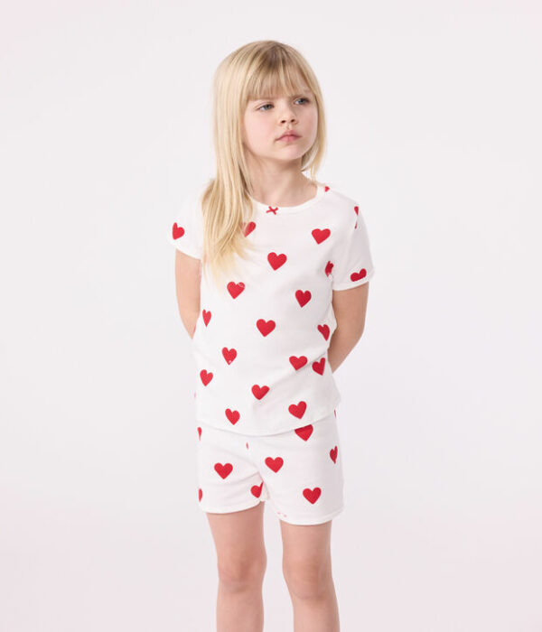 Pyjama short enfant en coton imprimé cœurs