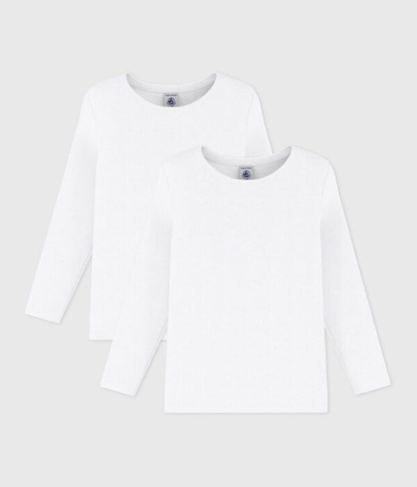 Lot de T-shirts manches longues enfant en coton uni