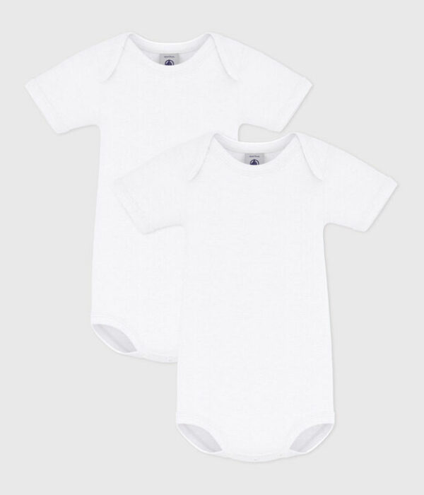 Lot de bodies manches courtes bébé en coton uni