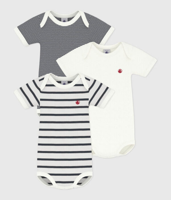 Lot de bodies manches courtes bébé en coton à rayures