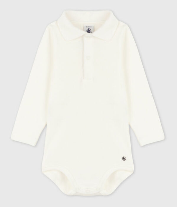Body bébé col polo en coton uni