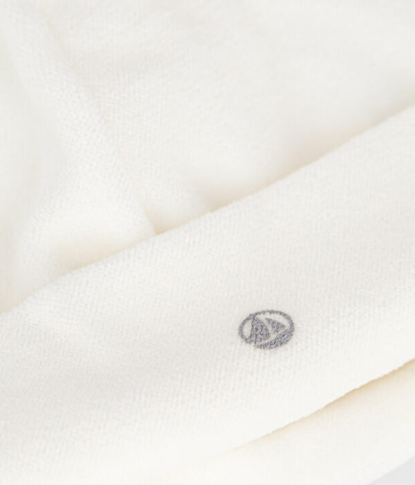 Bonnet naissance bébé en velours uni en coton
