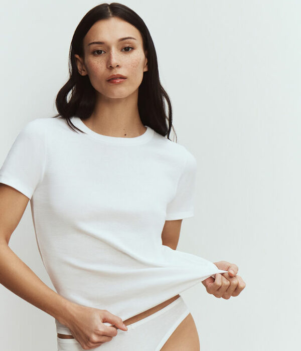 T-shirt à manches courtes femme en coton uni