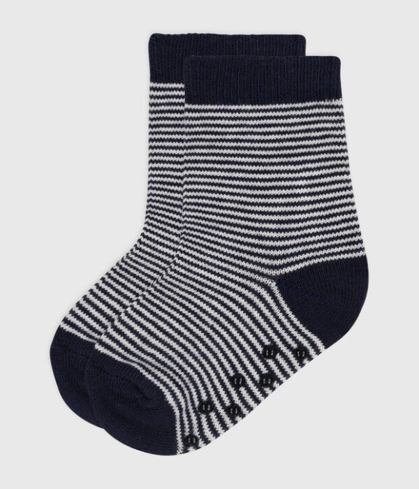 Chaussettes bébé à rayures en coton antidérapantes