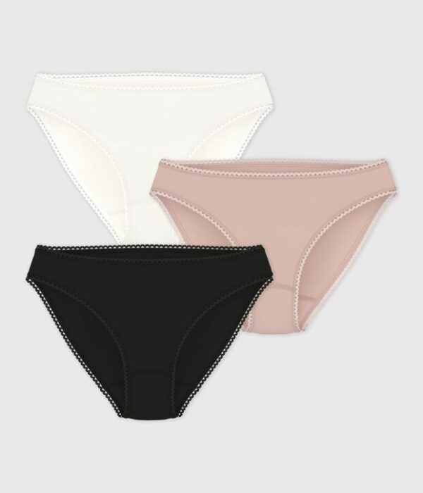 Lot de 3 culottes unies en coton et élasthanne femme