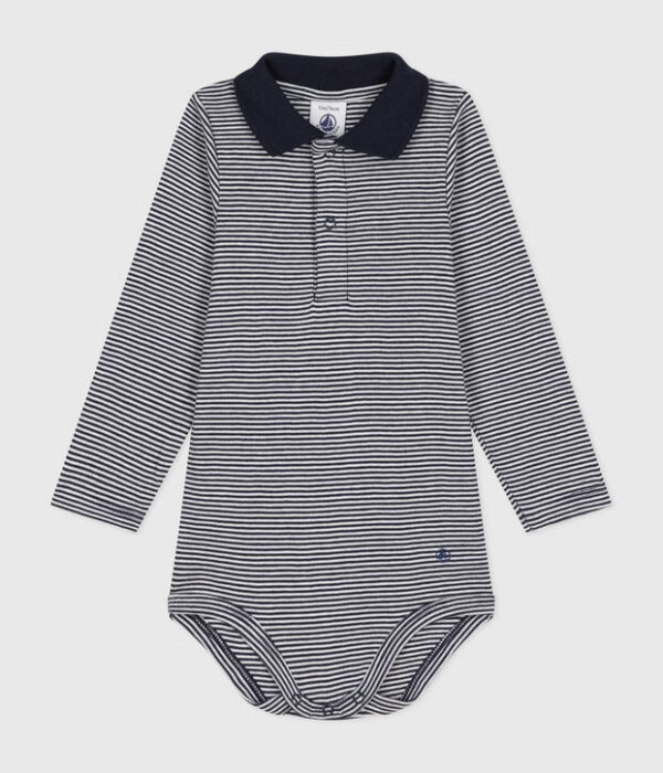 Body bébé à manches longues en coton à rayures