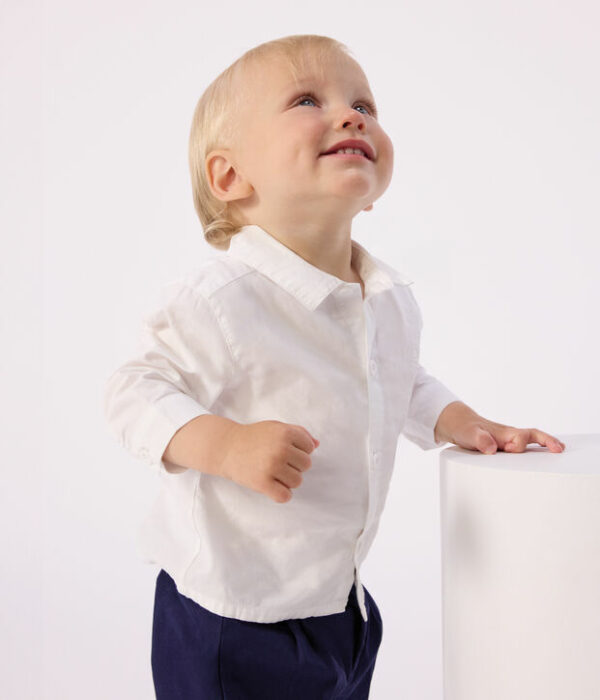 Chemise bébé en coton uni à volume droit