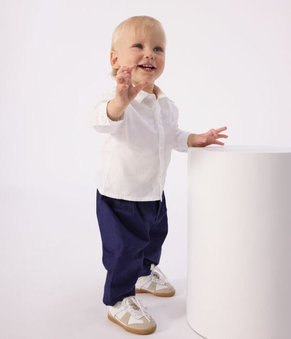 Chemise bébé en coton uni à volume droit