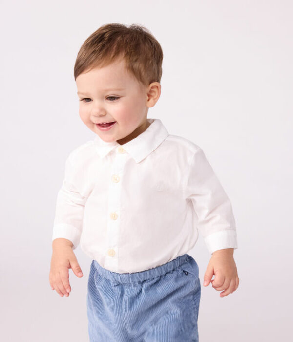 Chemise bébé en coton uni à volume droit