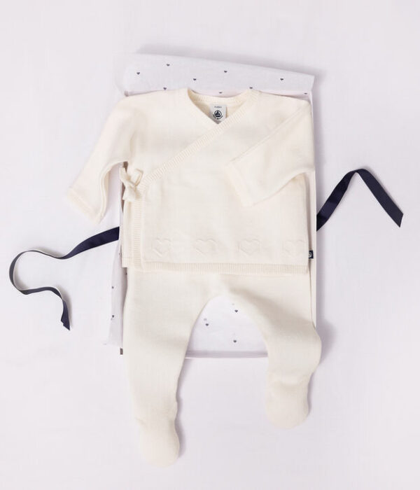Pantalon bébé en laine et coton uni