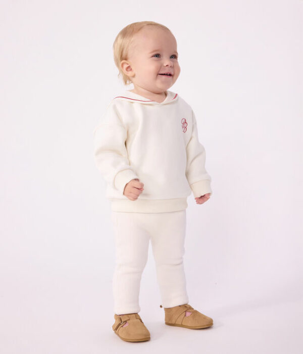 Pantalon bébé en coton uni à ceinture élastiquée