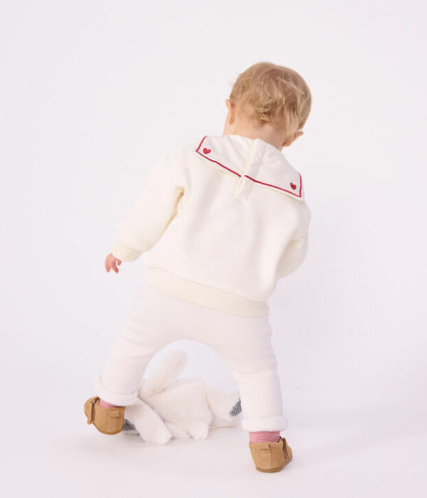 Pantalon bébé en coton uni à ceinture élastiquée
