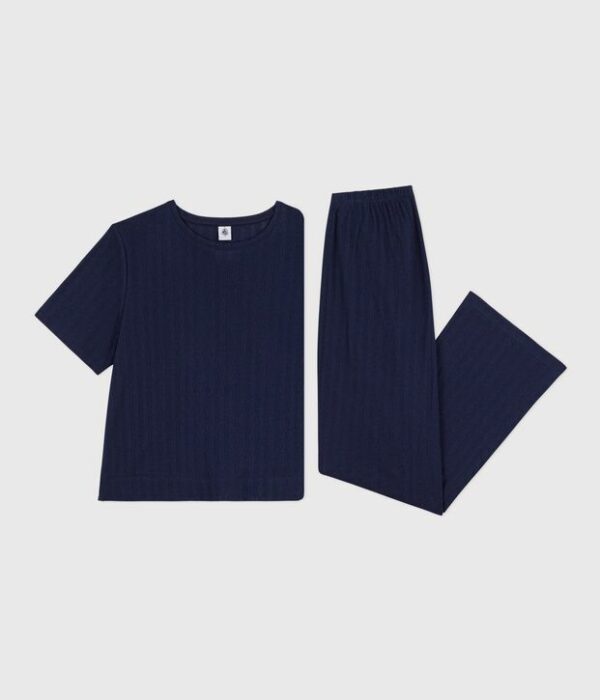 Pyjama manches courtes femme en coton ajouré