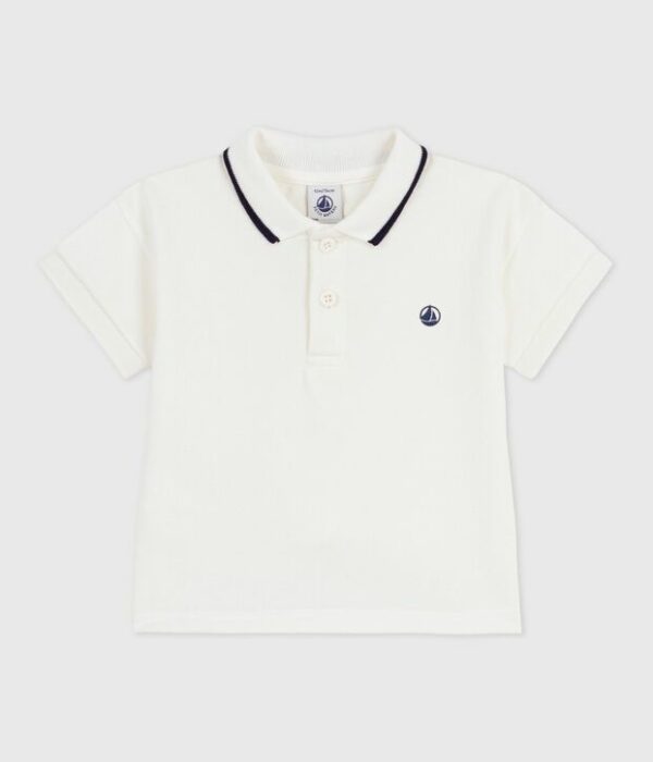 Polo bébé en coton à manches courtes, uni