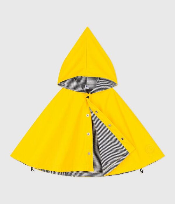 Cape de pluie bébé Petit Bateau en maille enduite et doublure coton, jaune