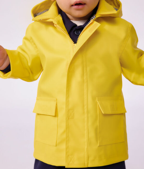 Ciré bébé Petit Bateau en maille enduite avec doublure milleraies, jaune