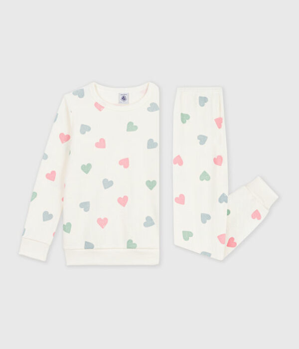 Pyjama enfant en coton éponge à cœurs