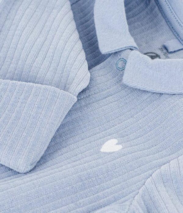 Pyjama bébé en velours avec col uni
