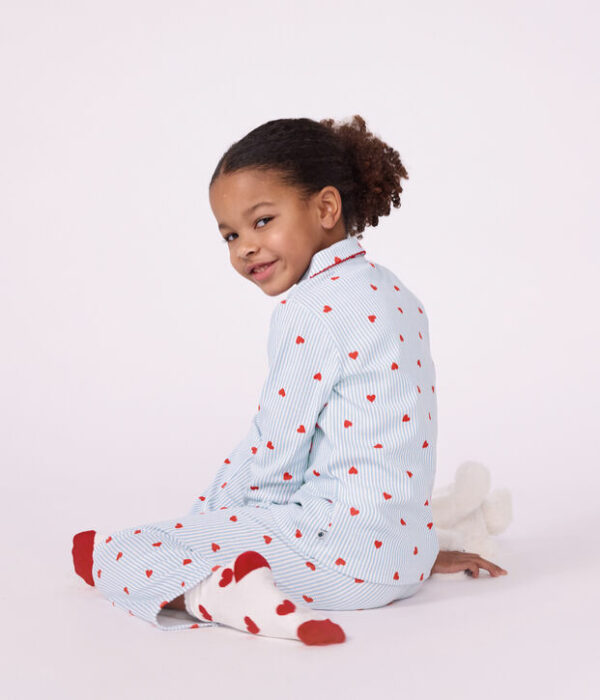 Pyjama boutonné enfant en coton à cœurs
