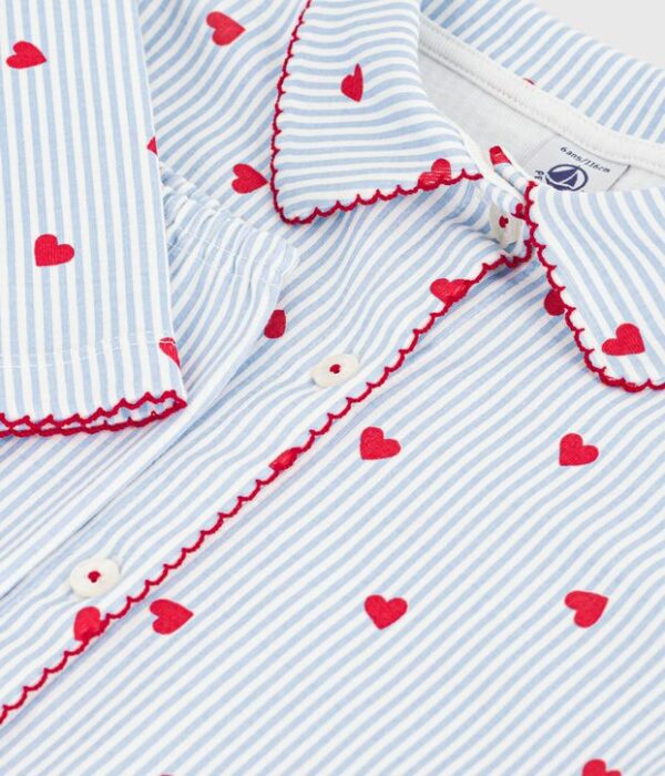 Pyjama boutonné enfant en coton à cœurs