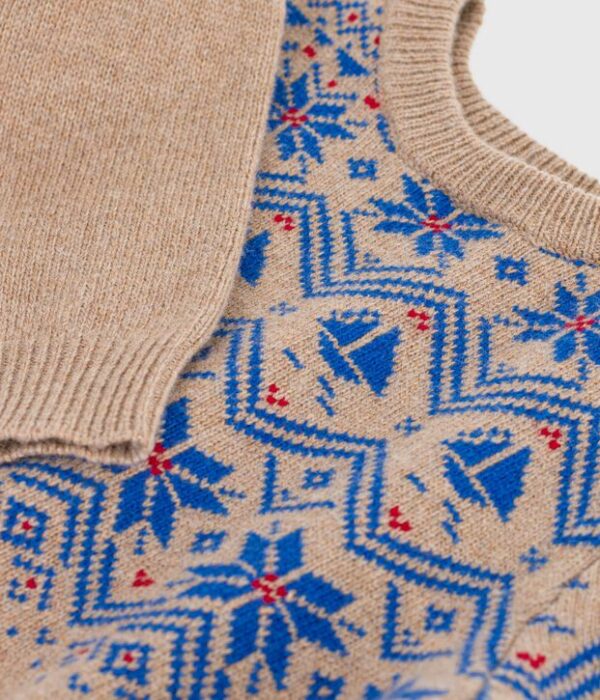 Pull jacquard enfant en laine et coton