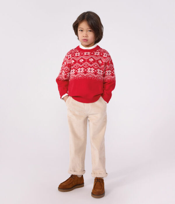 Pull jacquard enfant en laine et coton