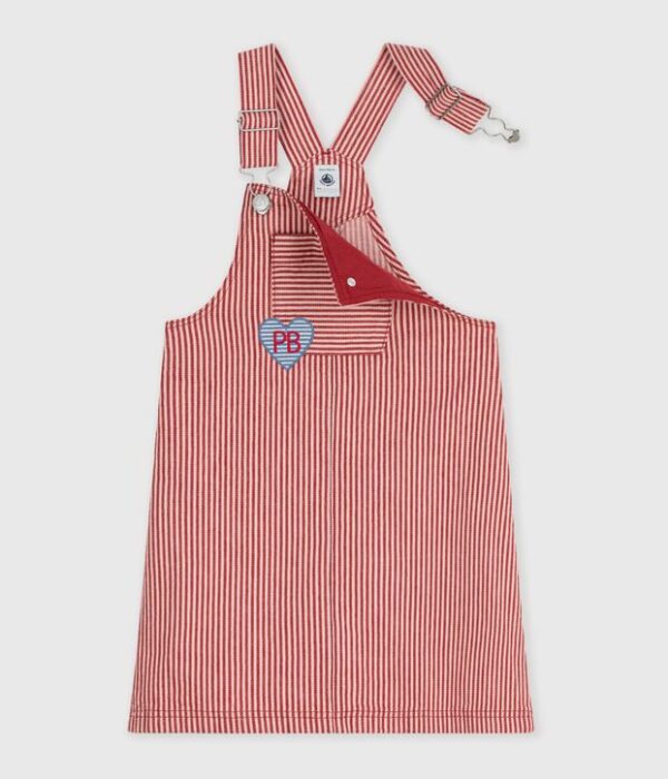 Robe salopette enfant en coton à rayures
