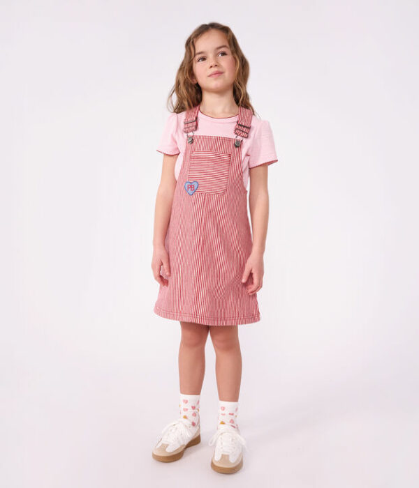 Robe salopette enfant en coton à rayures