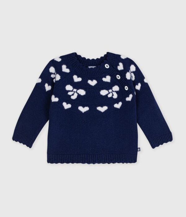 Pull bébé en laine et coton à motifs nœuds