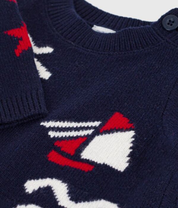 Pull bébé en laine et coton à motifs jacquard