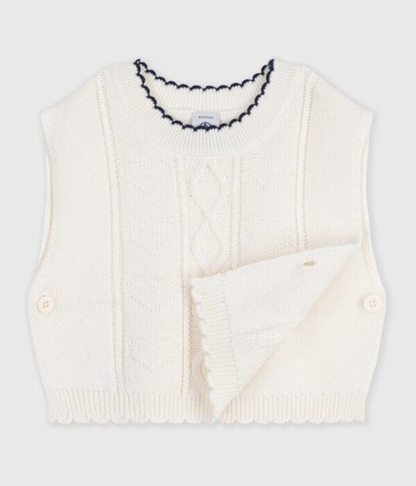Pull bébé en tricot laine et coton sans manches