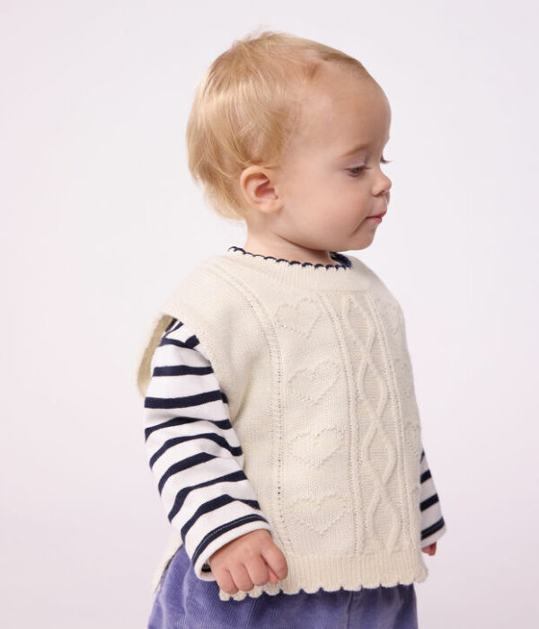 Pull bébé en tricot laine et coton sans manches