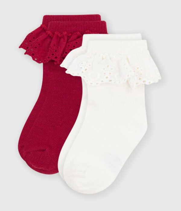 2 paires de chaussettes bébé en coton à volant