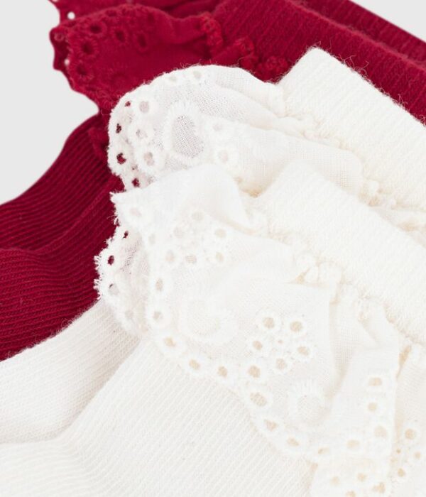 2 paires de chaussettes bébé en coton à volant
