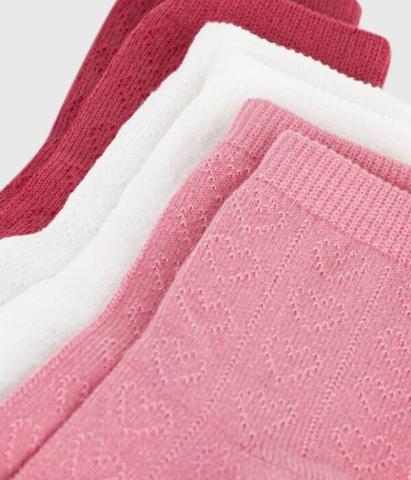 3 paires de chaussettes bébé en coton ajourées cœurs