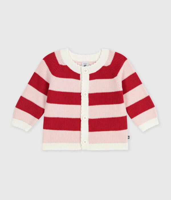 Cardigan bébé en coton à rayures