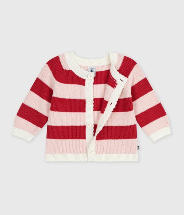 Cardigan bébé en coton à rayures